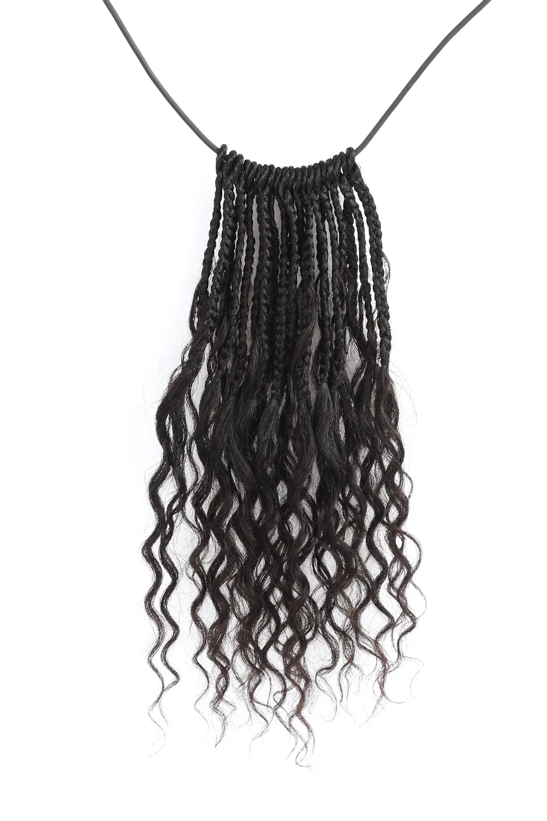 10 Inch Short Boho Bob Crochet Box Braids with Human Hair Curls BB01 - Image 3