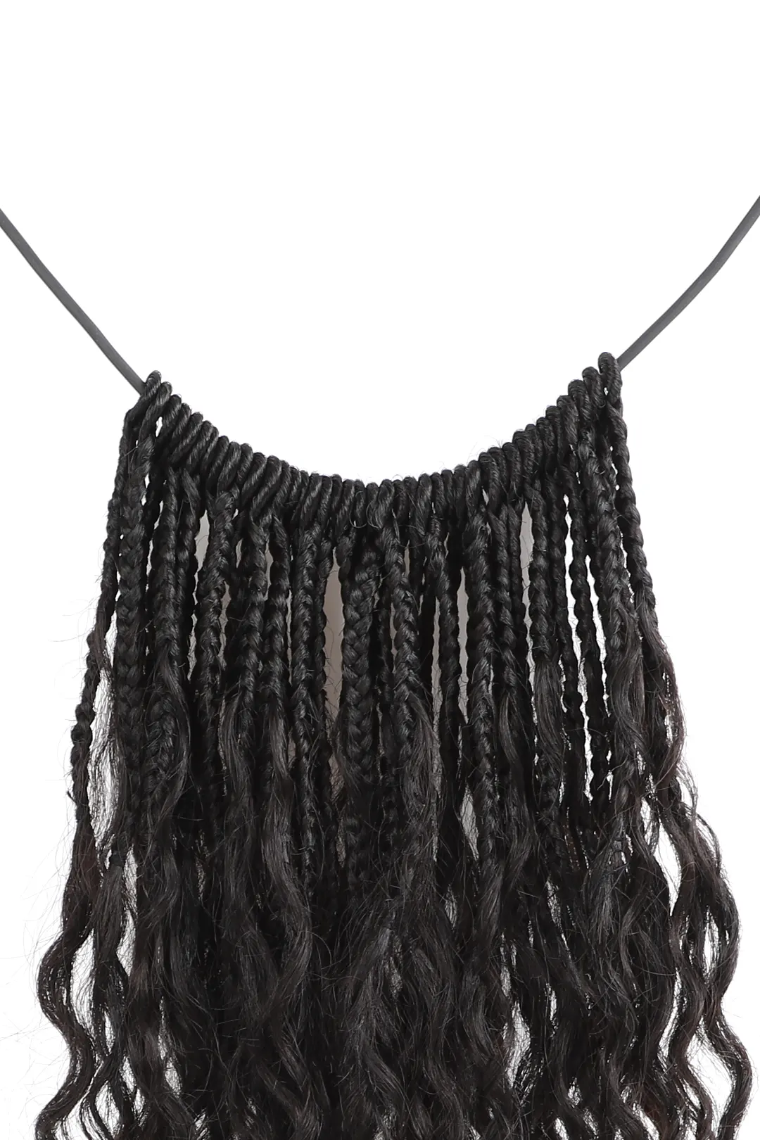 10 Inch Short Boho Bob Crochet Box Braids with Human Hair Curls BB01 - Image 8