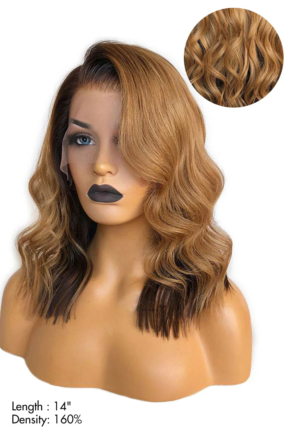 13x6 HD Glueless Lace Front Layered Brown Wave 14 inch Bob Wigs - Image 3