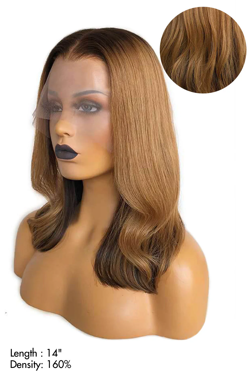 13x6 HD Glueless Lace Front Layered Brown Wave 14 inch Bob Wigs - Image 5