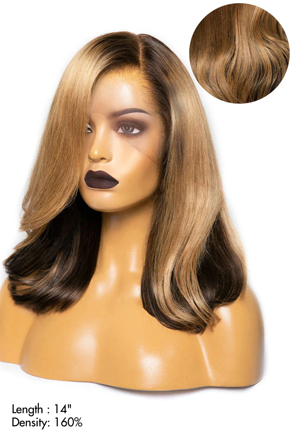 13x6 HD Glueless Lace Front Layered Brown Wave 14 inch Bob Wigs - Image 7