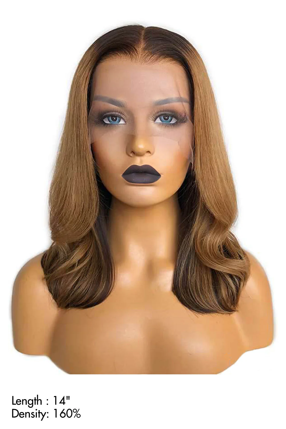 13x6 HD Glueless Lace Front Layered Brown Wave 14 inch Bob Wigs - Image 8
