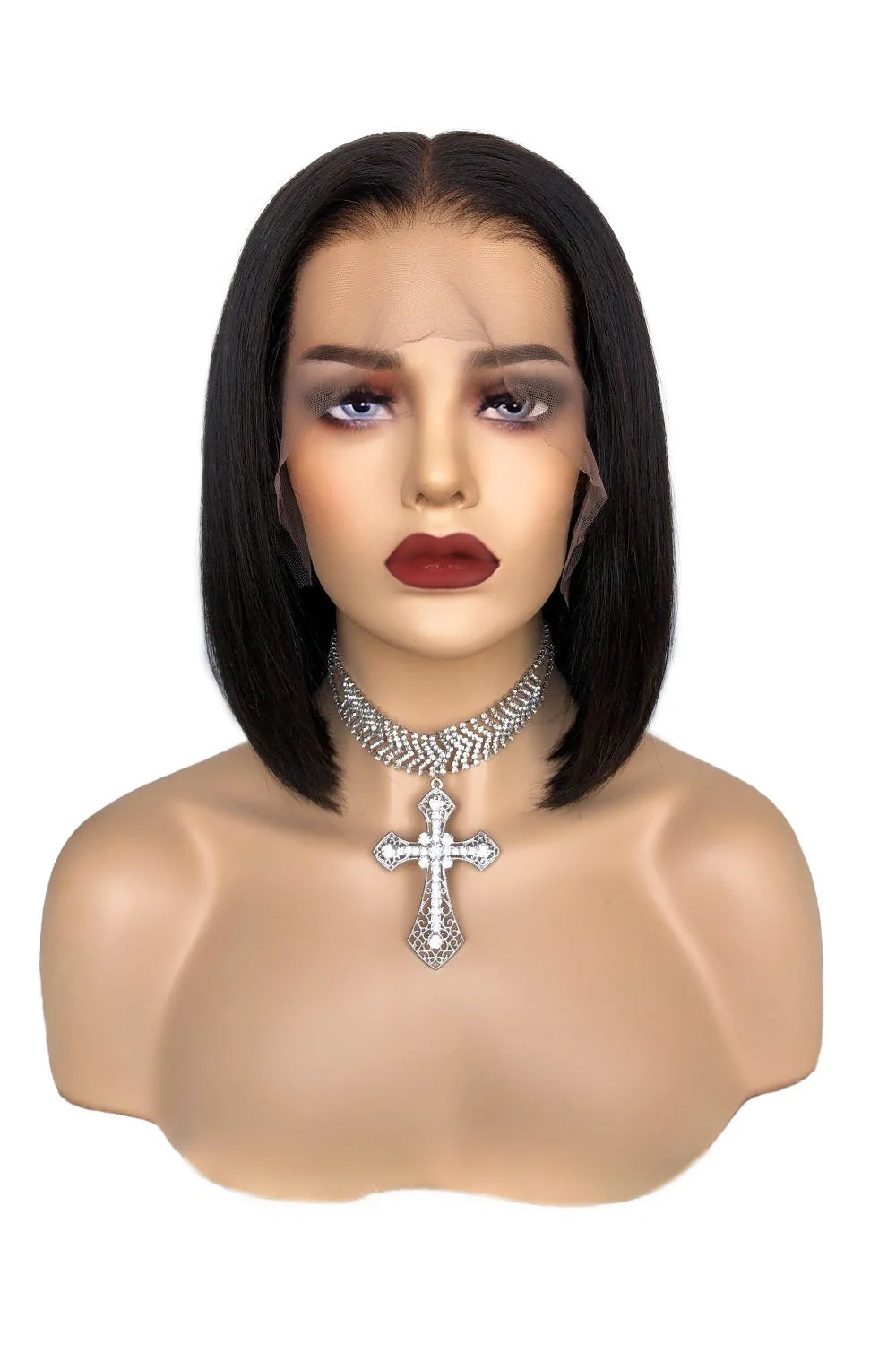 Glueless Hd Lace Front Short Wig Black Blunt Cut Bob Fake Scalp - Image 6