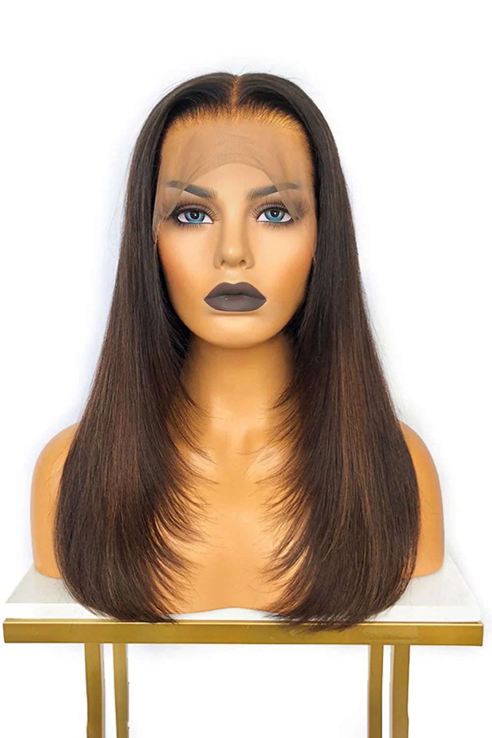 13x6 HD Straight Wigs Ombre Brown-HD14 - Image 2