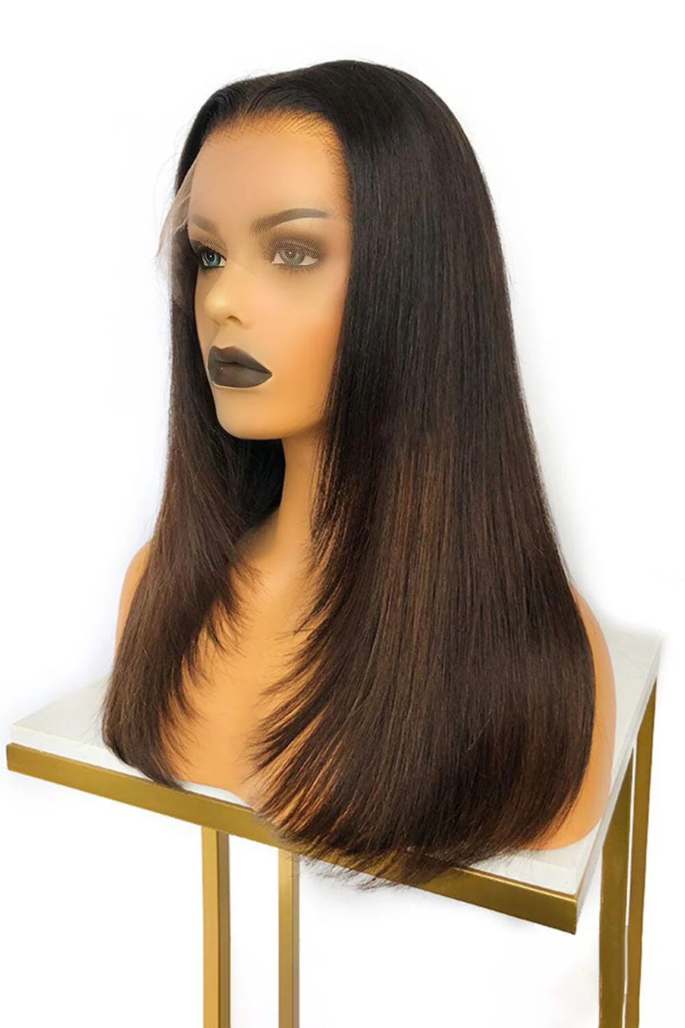 13x6 HD Straight Wigs Ombre Brown-HD14 - Image 4