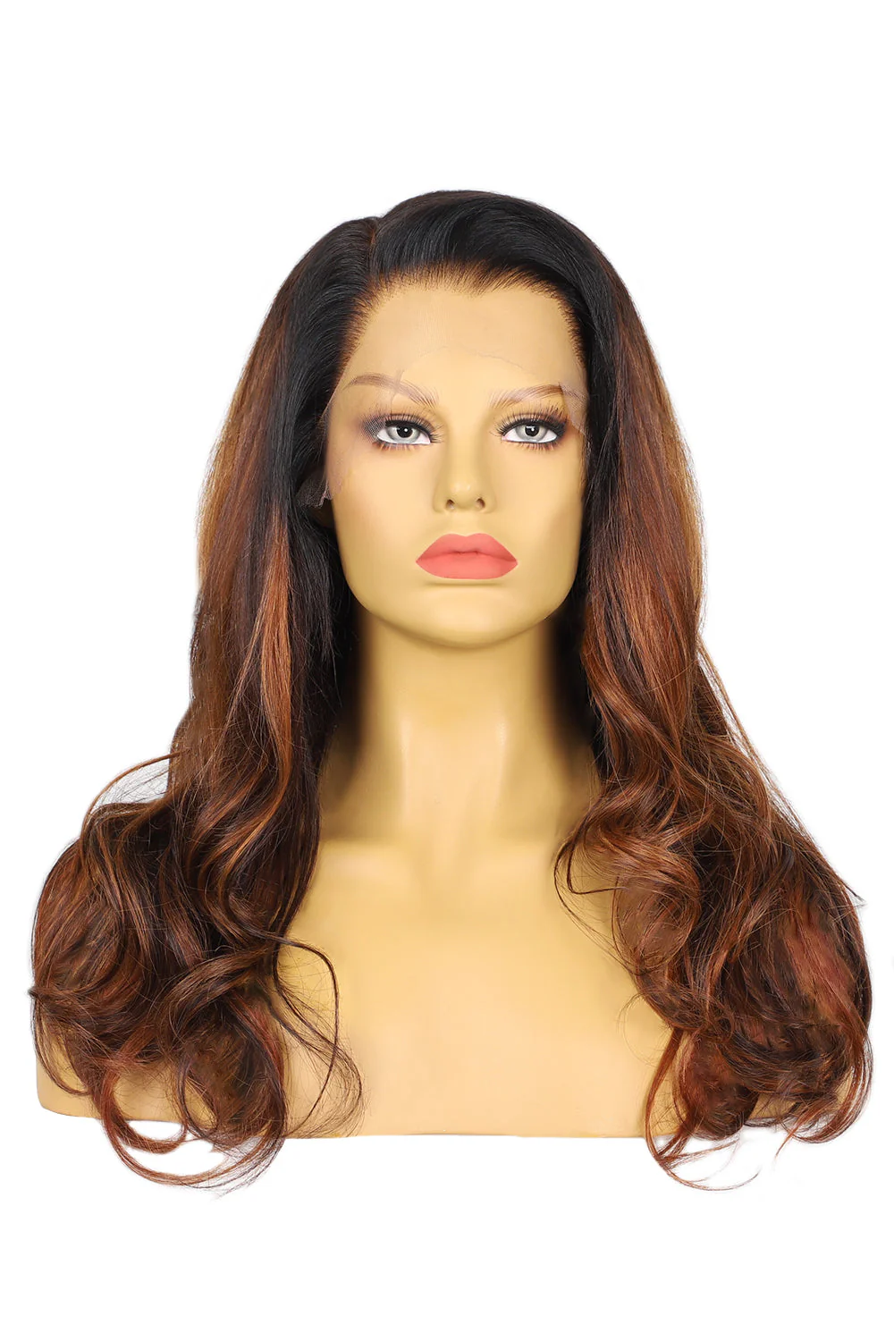 13x6 HD Ombre Brown Dark Roots Wave Wig-HD09 - Image 6