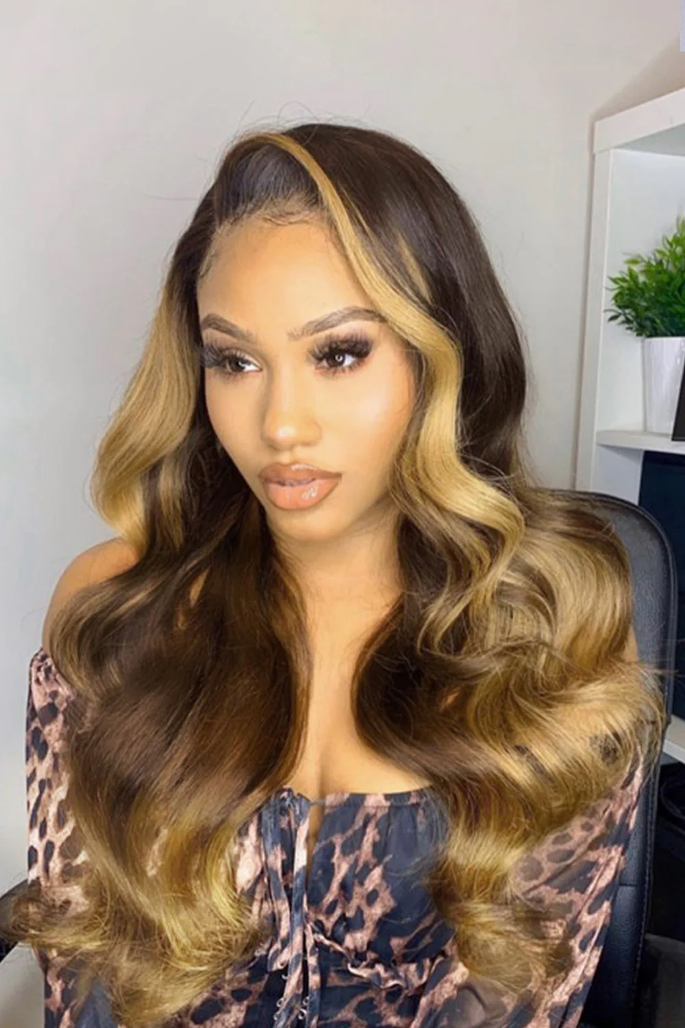 13x6 HD Ombre Brown and Blond Wave Wig-HD27