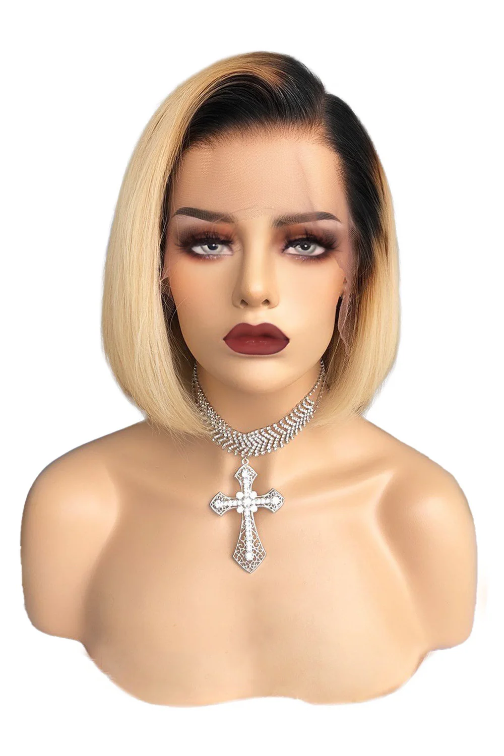 13*6 Short Lace Front Wigs 1B/27# Straight Hair - Image 2