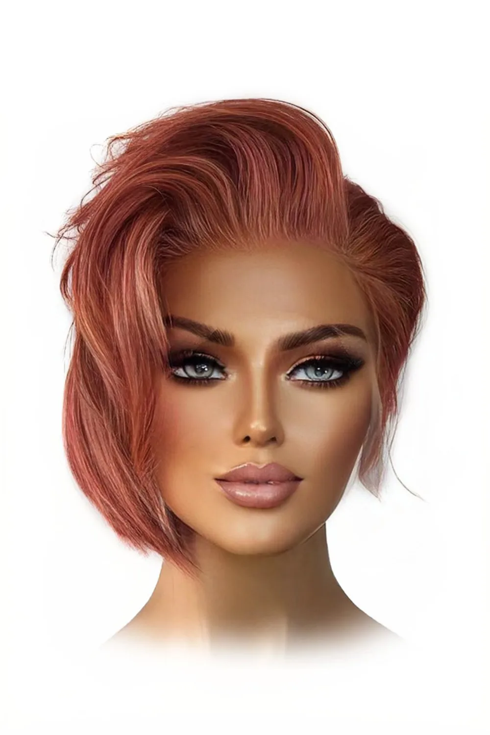 Pixie Cut Wig 13x6 Transparent HD Lace Wave Human Hair Brown Pink Gray - Image 4