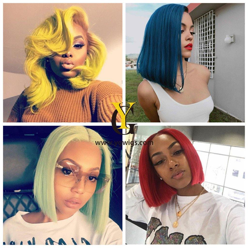 13x4 Full Lace Frontal Wigs Colorful Cute Blunt Cut Bob for Dark Skin - Image 15