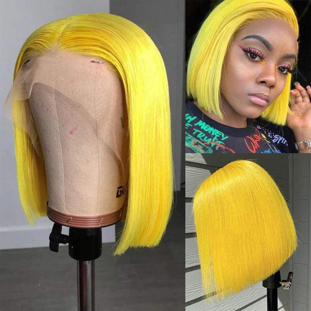 13x4 Full Lace Frontal Wigs Colorful Cute Blunt Cut Bob for Dark Skin - Image 4