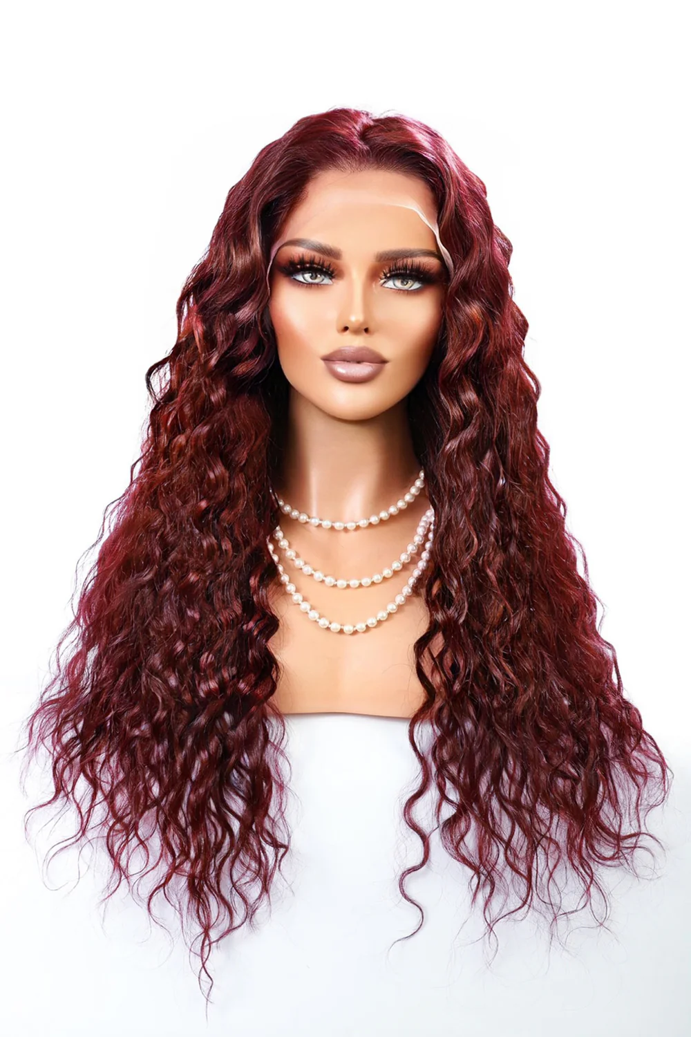 13x4 Full Lace Frontal Wigs Wave Hair 99J Burgundy Colored - Image 4