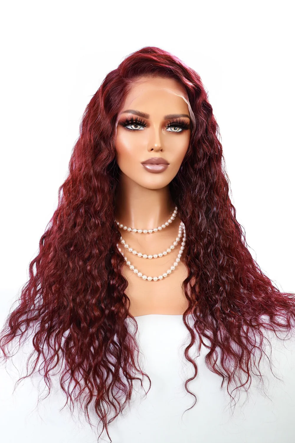 13x4 Full Lace Frontal Wigs Wave Hair 99J Burgundy Colored - Image 5
