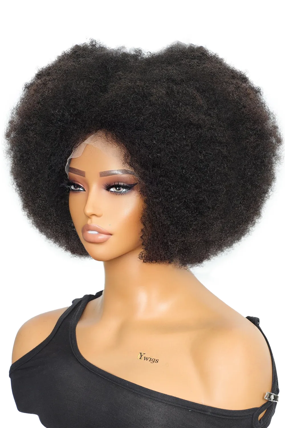 13x1 Lace Front Wig Afro Bob Black 4c Hair Natural Hairline - Image 2