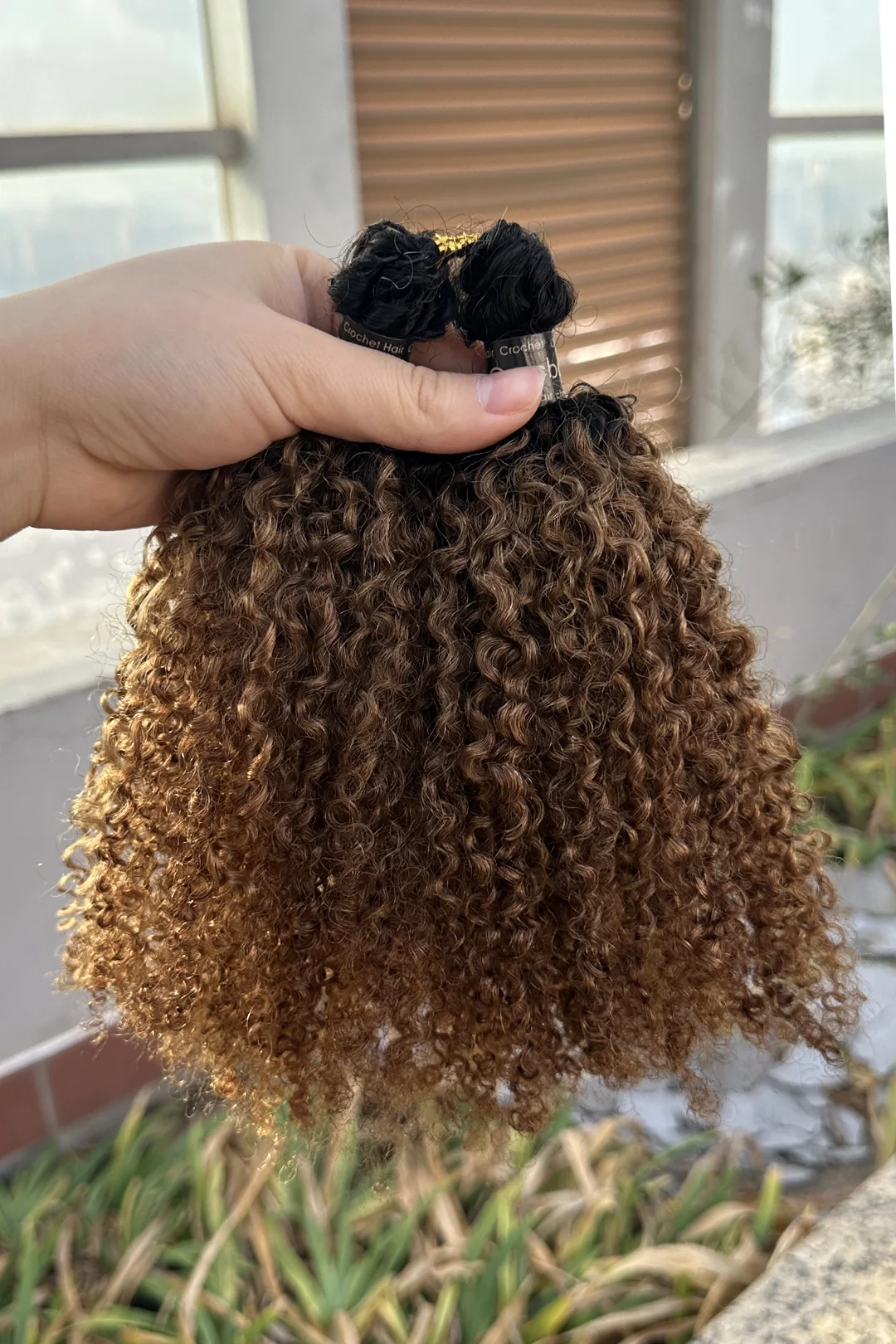 Double Drawn T1B/30 Ombre Color Tight Curly Feather Crochet Human Hair - Image 3