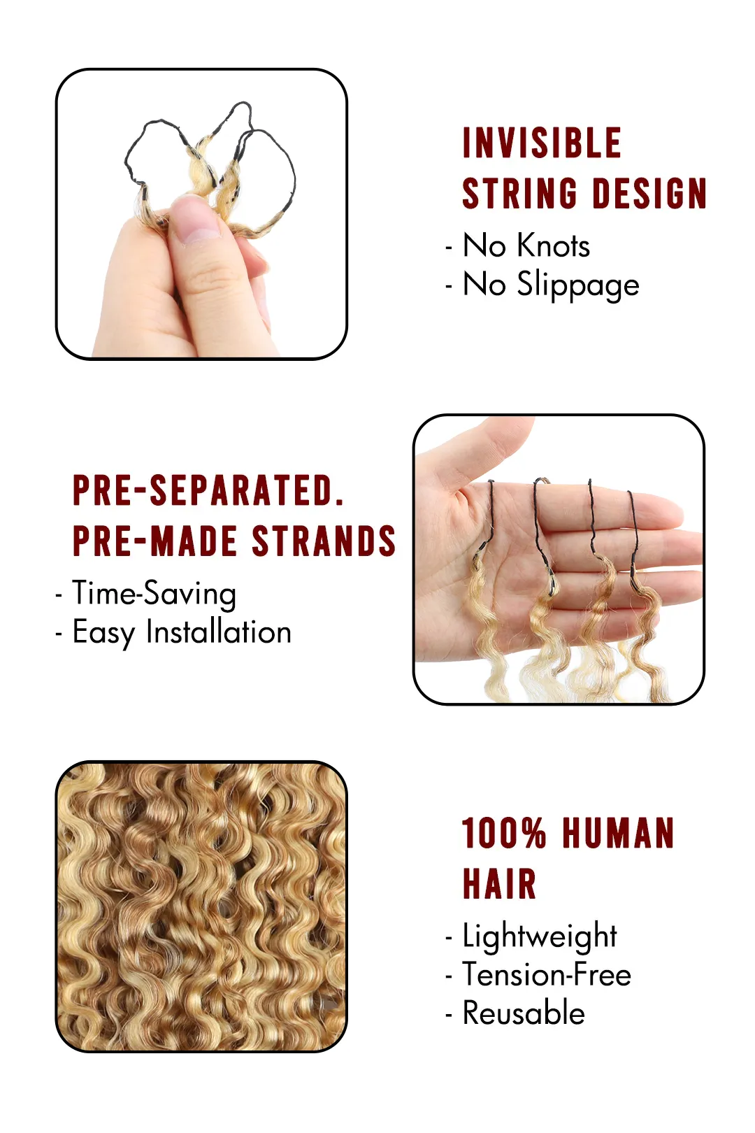 #27/613 Mixed Color Water Deep Wave Feather Crochet Human Hair - Image 4