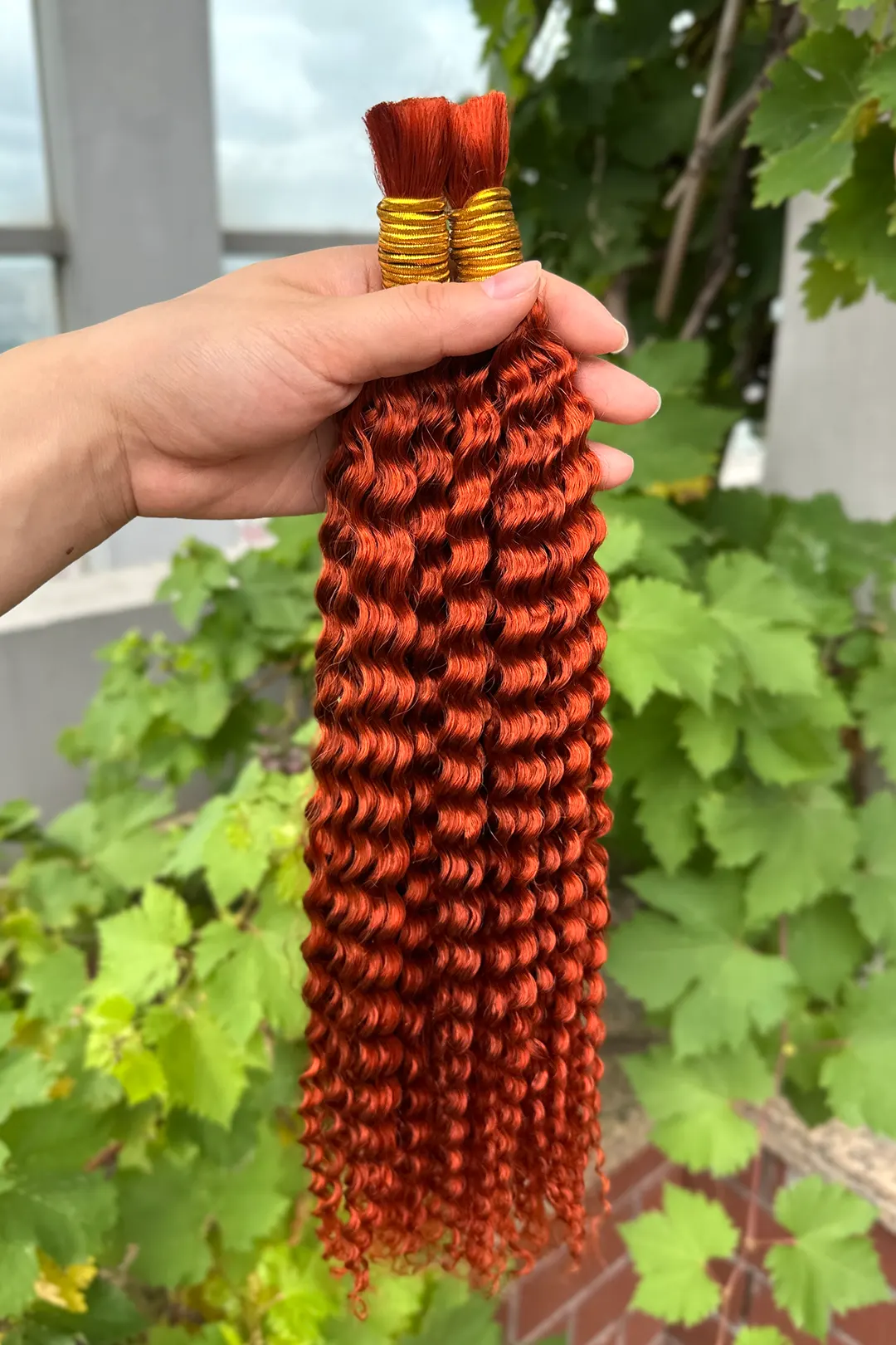 350# Ginger Kinky Curly Bulk Human Hair For Braiding BU16 - Image 3