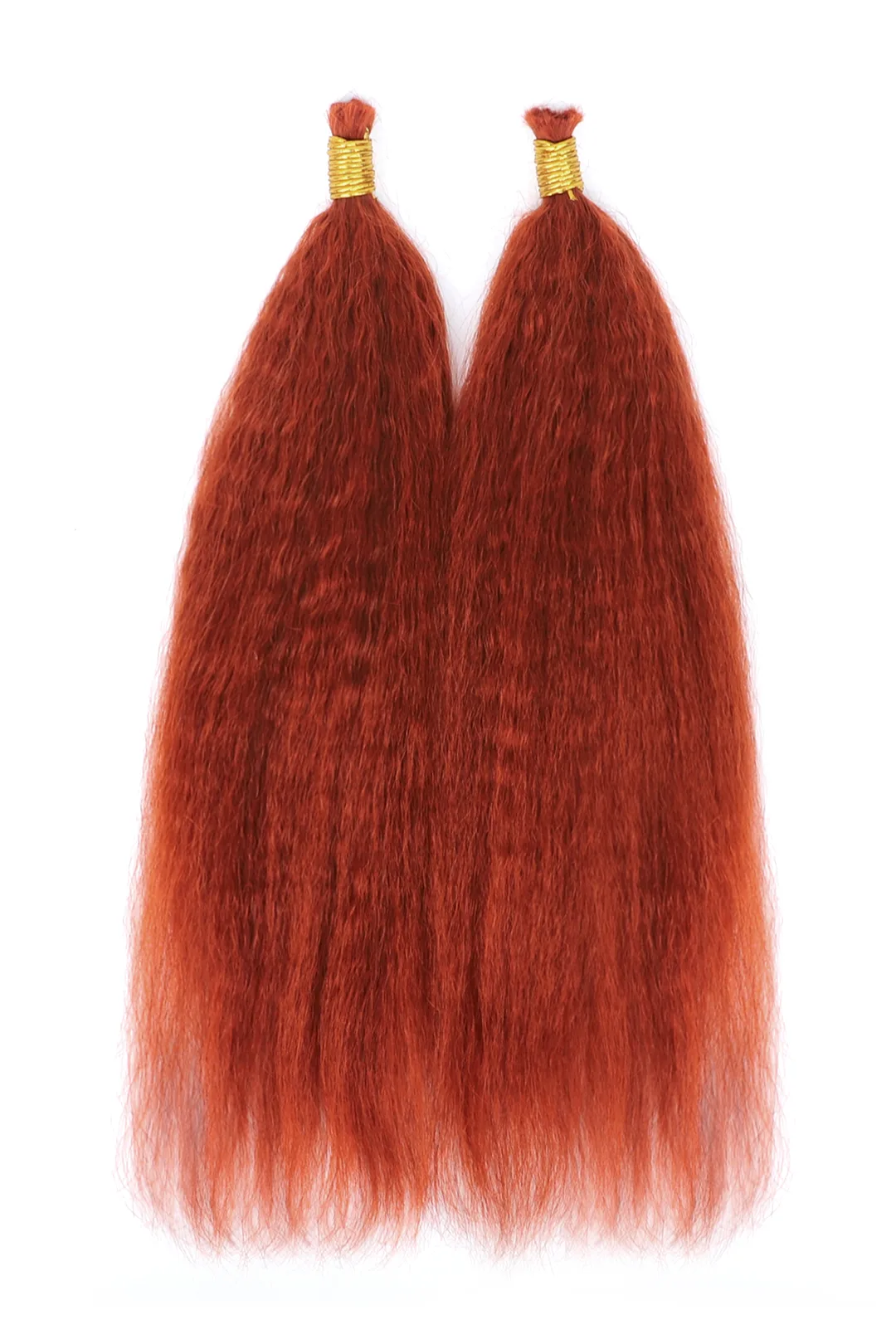 350# Ginger Kinky Straight Bulk Human Hair For Braiding BU17 - Image 5