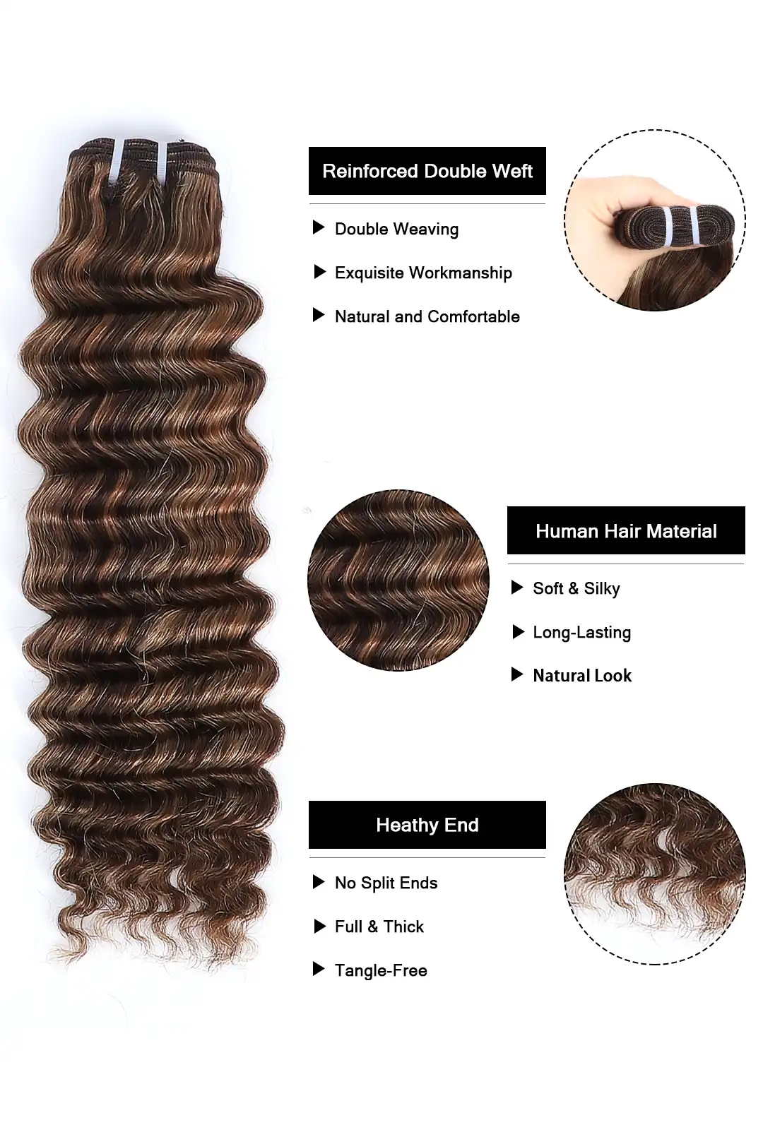 #4/27/30 Piano Color Cambodia Virgin Hair Bundles Deep Wave - Image 4