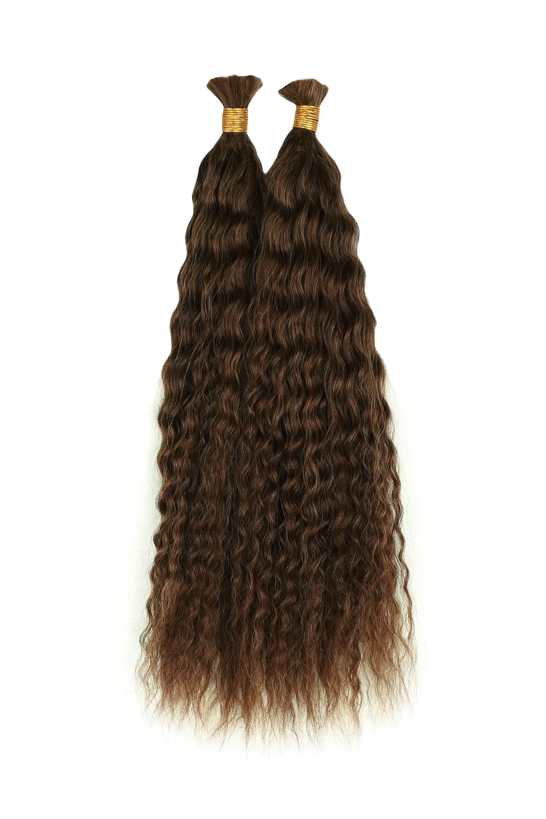 Double Drawn #4a Dark Brown Bulk Hair For Braiding Wet Wave BU37 - Image 3