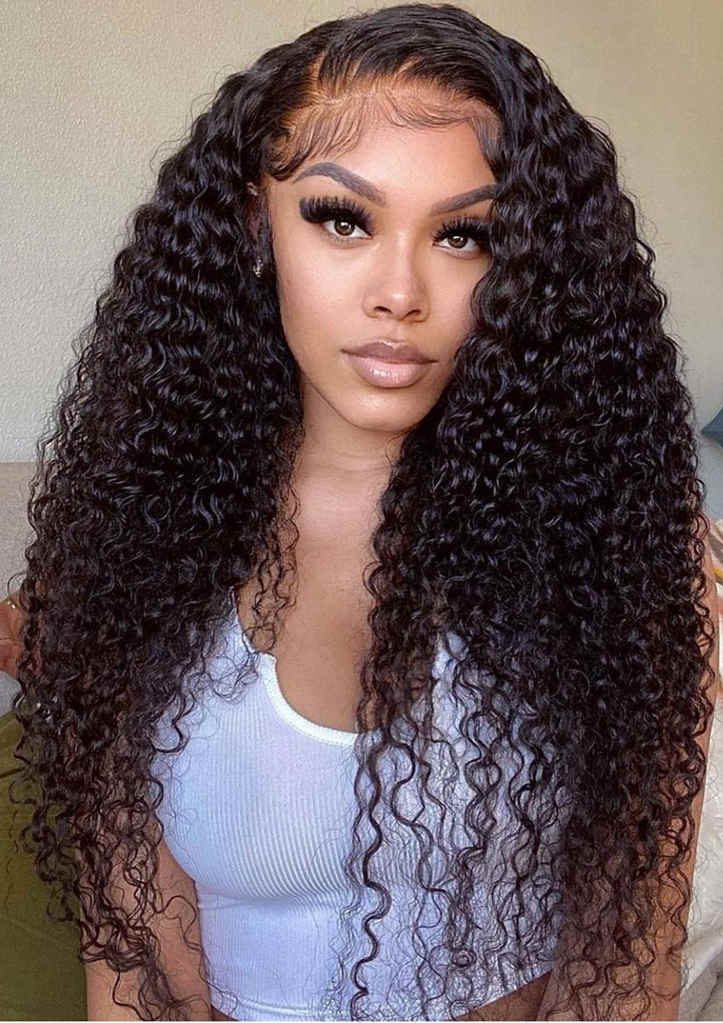 5x5 Lace Closure Wig Deep Wave Remy Human Hair Natural Black - Image 3