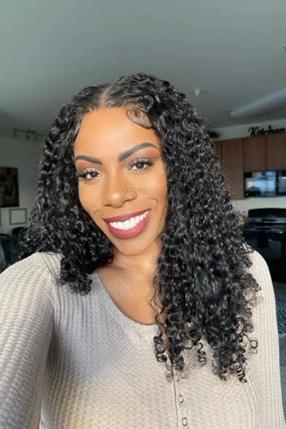 5x5 Lace Closure Wig Deep Wave Remy Human Hair Natural Black - Image 5