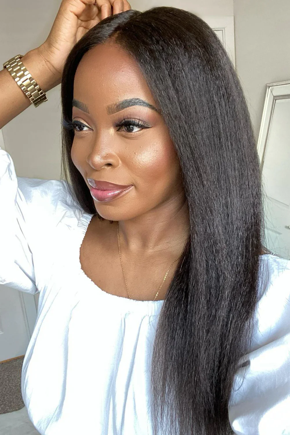 5x5 HD Lace Closure Wig Kinky Straight Virgin Human Hair - Image 7