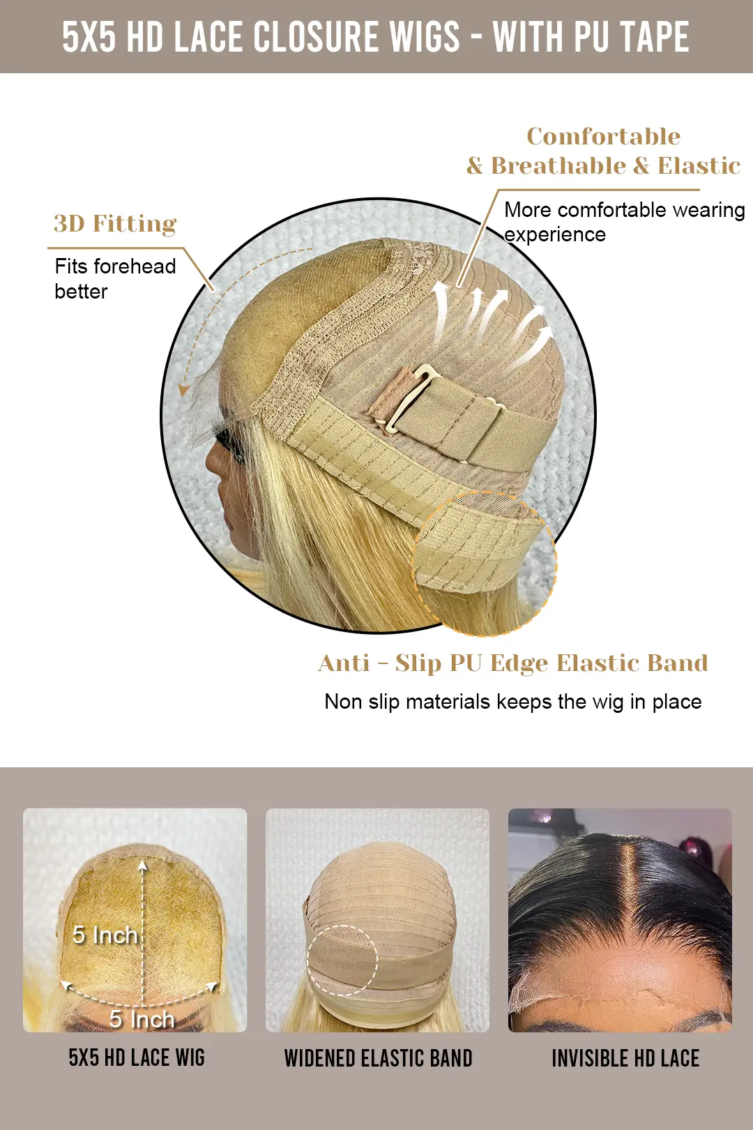 5x5 Glueless HD Lace Closure Afro Wig Kinky Curly 4C Hair - Image 4