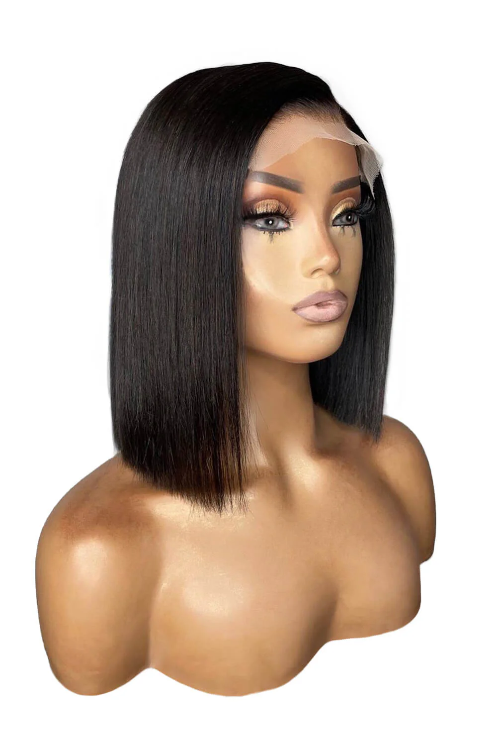 5x5 HD Lace Closure Wig Straight Black Blunt Cut Bob Human Hair - Image 8