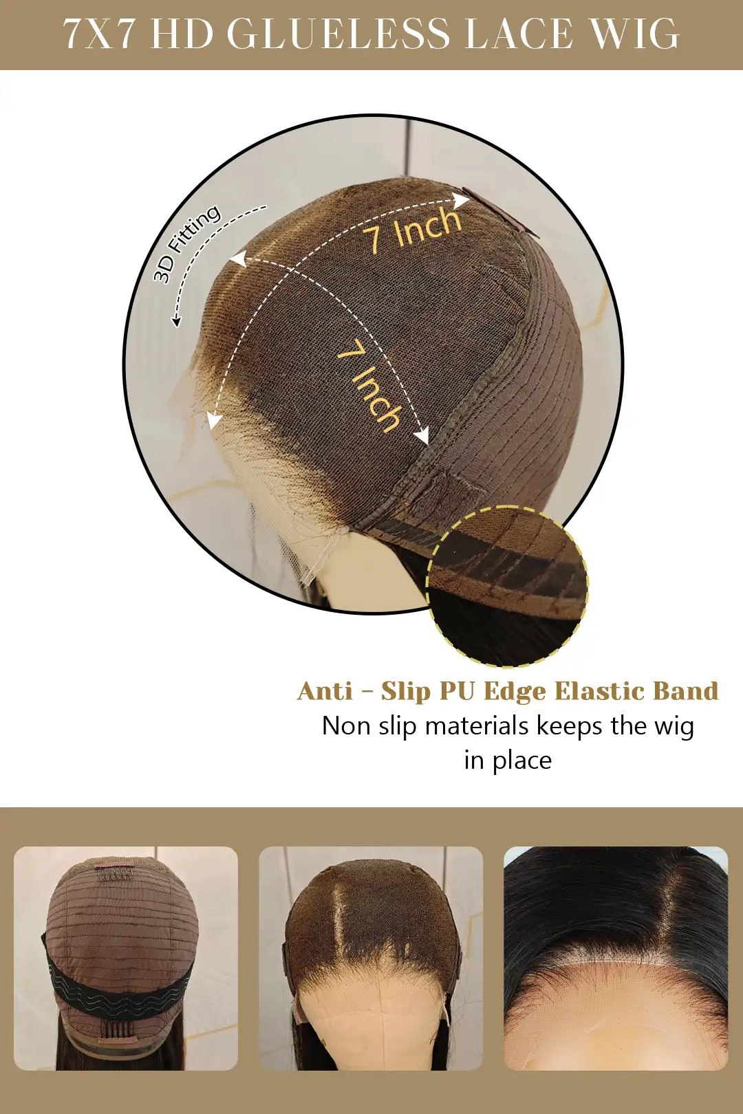 7x7 HD Lace Closure Wig Deep Wave Natural Black - Image 4