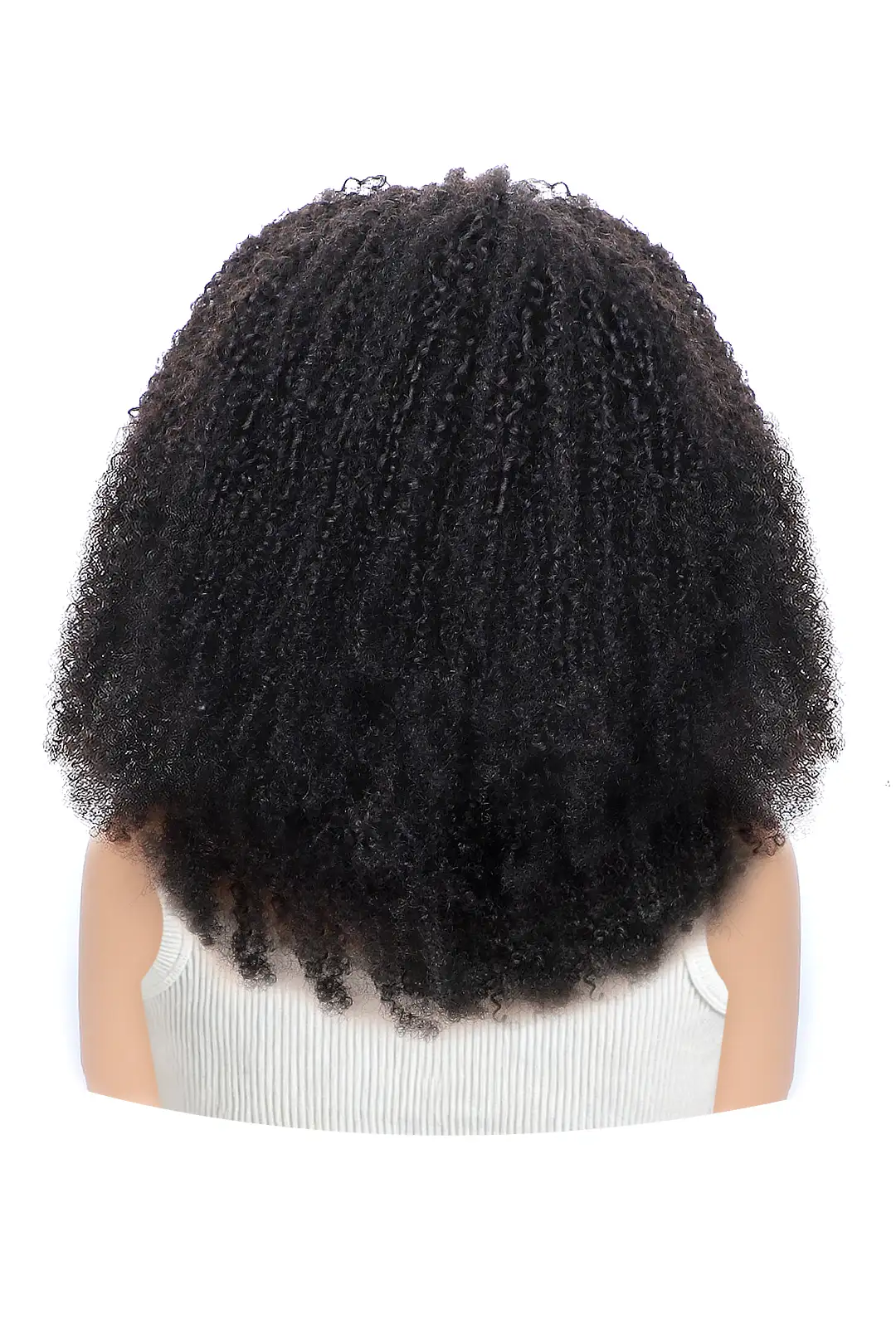 Afro Kinky Curly Half Wig Flexible Fit Drawstring Human Hair Seamless Wig - Image 3