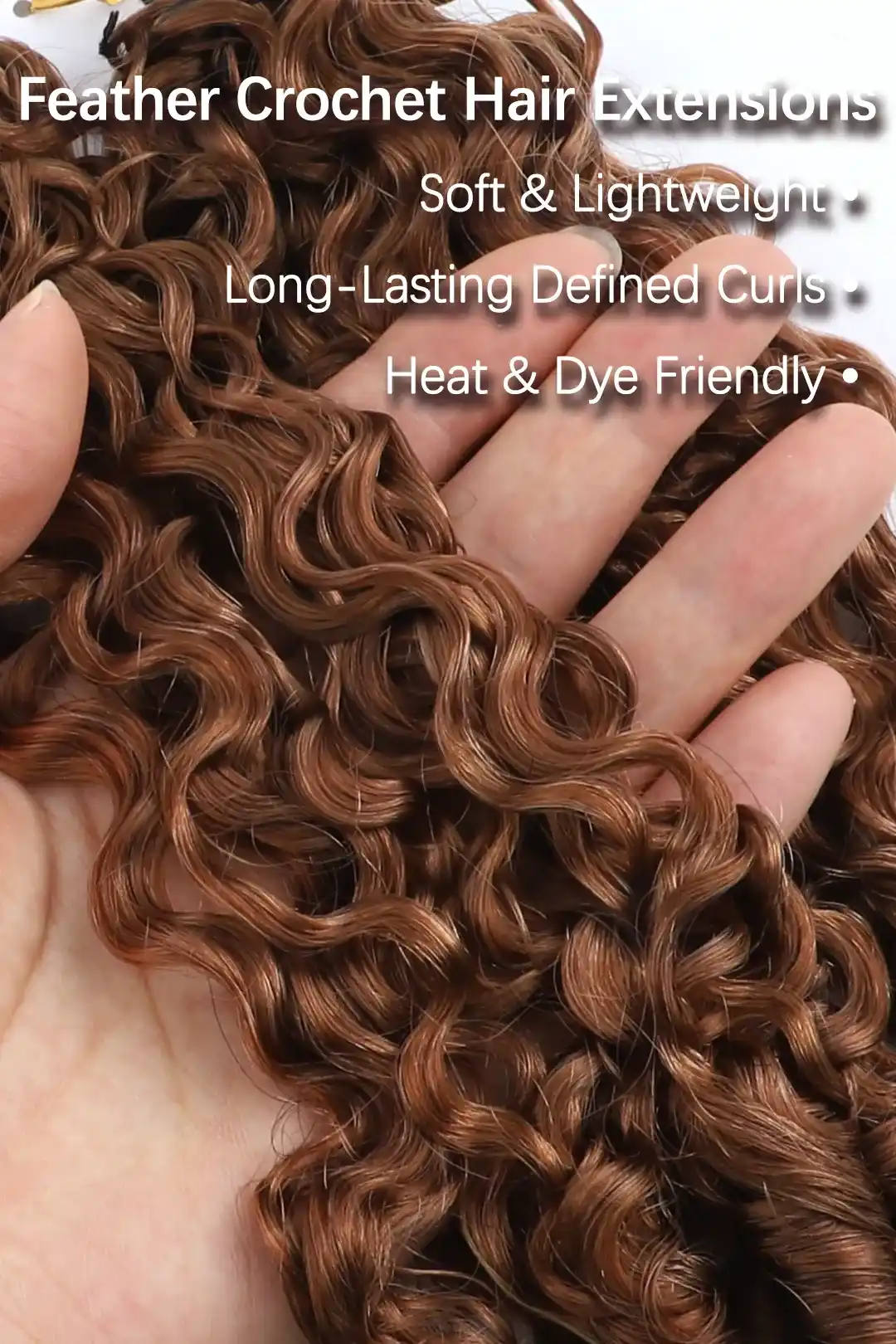 Auburn Brown #30 Burmese Curly with Spiral Curls Feather Crochet Miracle Knots Hair - Image 3