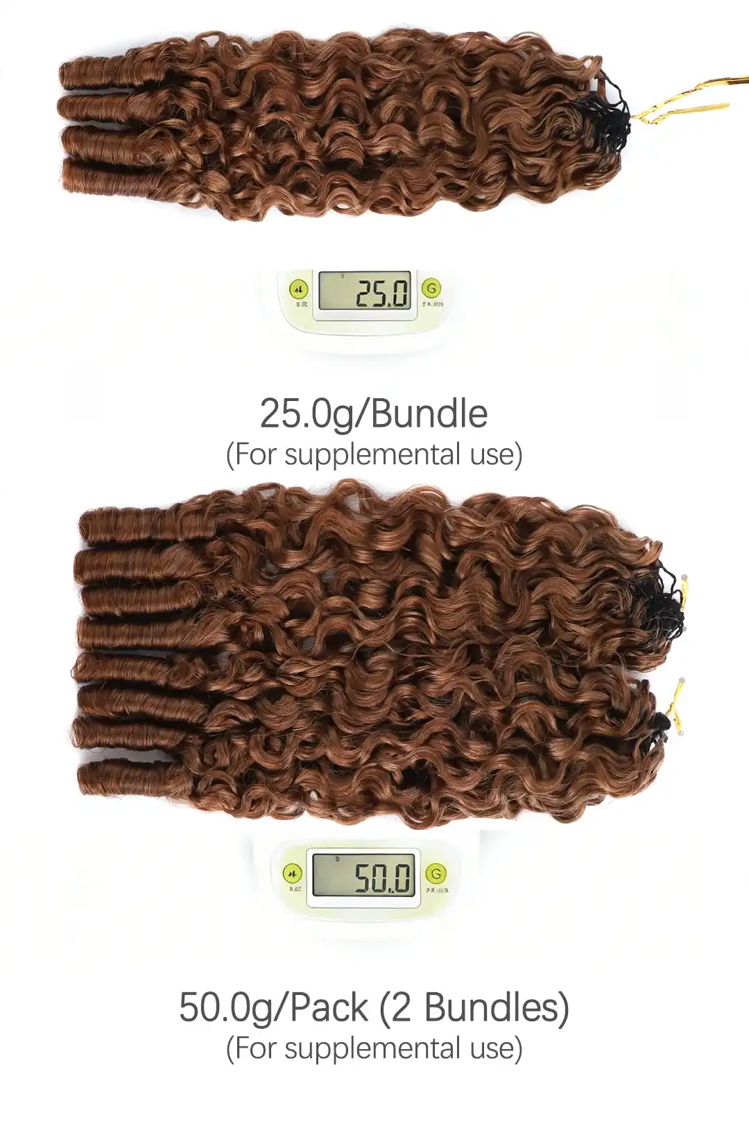 Auburn Brown #30 Burmese Curly with Spiral Curls Feather Crochet Miracle Knots Hair - Image 5
