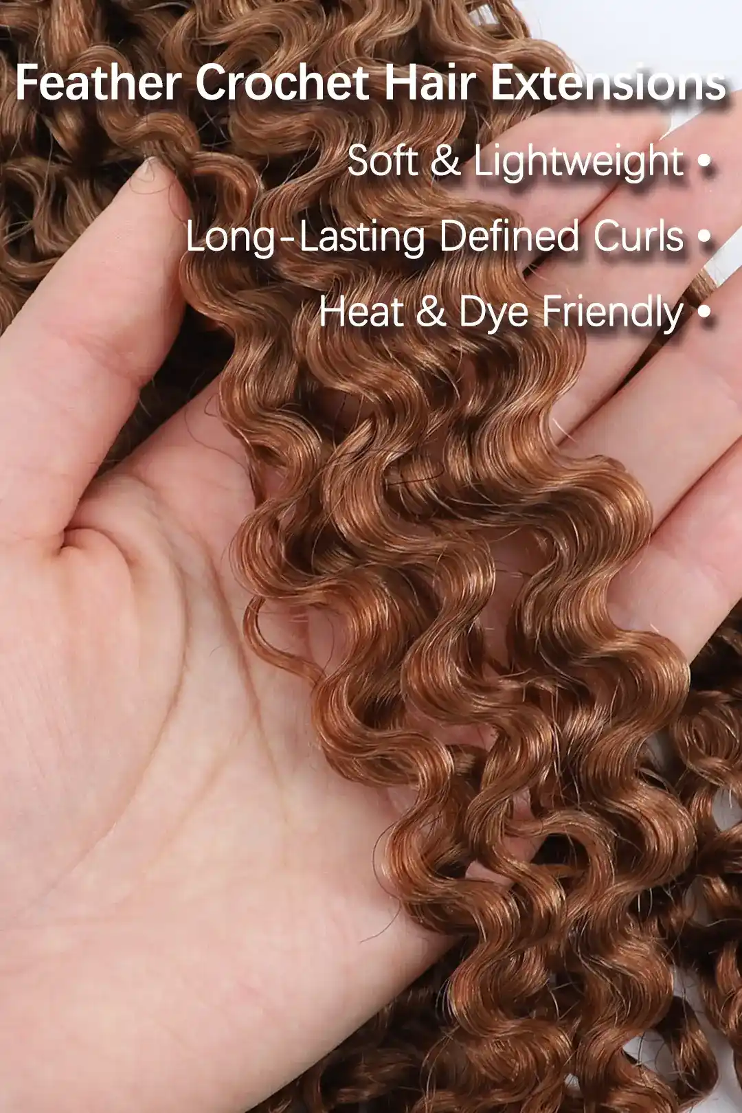 Auburn Brown #30 Water Deep Wave Feather Crochet Miracle Knots Hair - Image 3