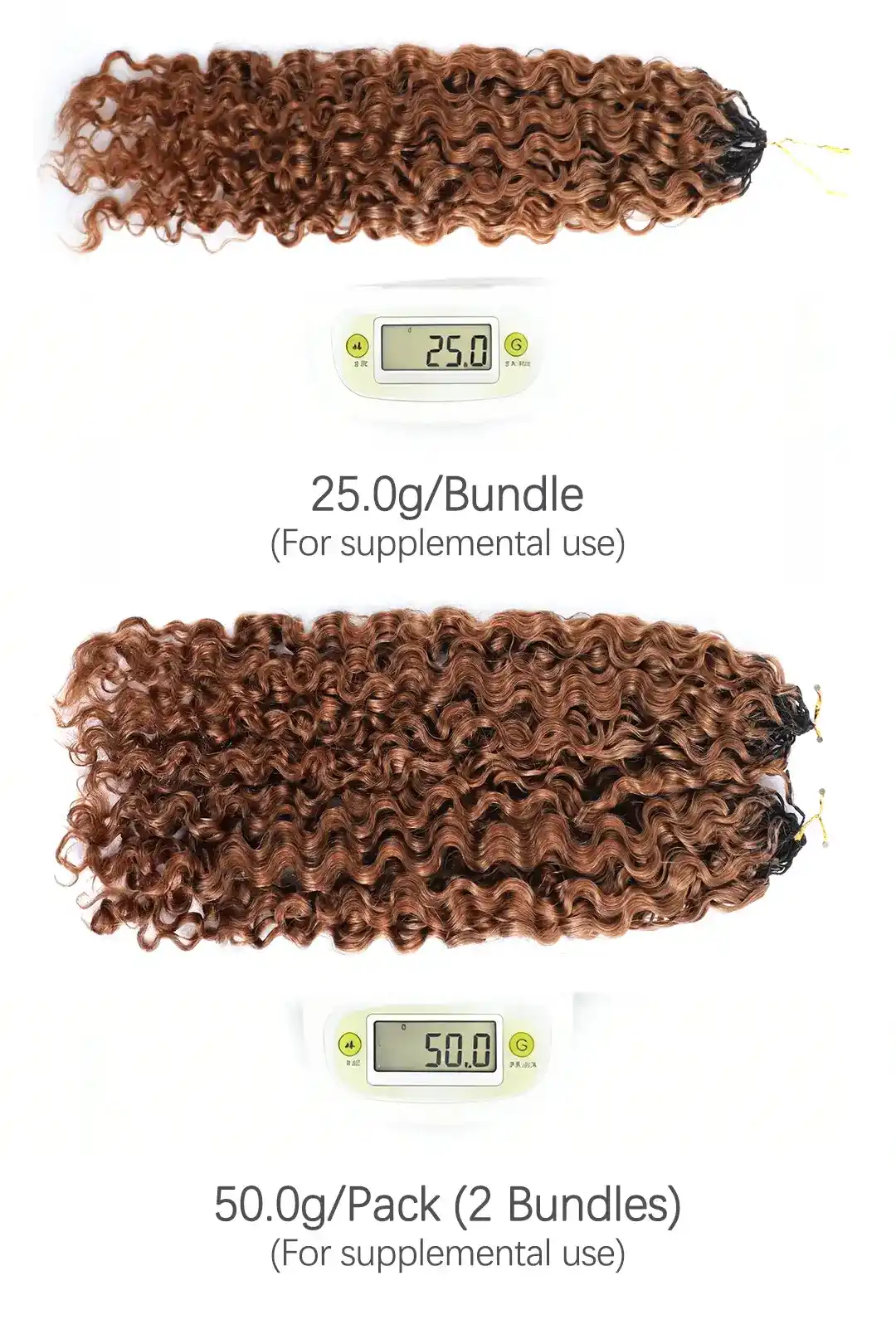 Auburn Brown #30 Water Deep Wave Feather Crochet Miracle Knots Hair - Image 5