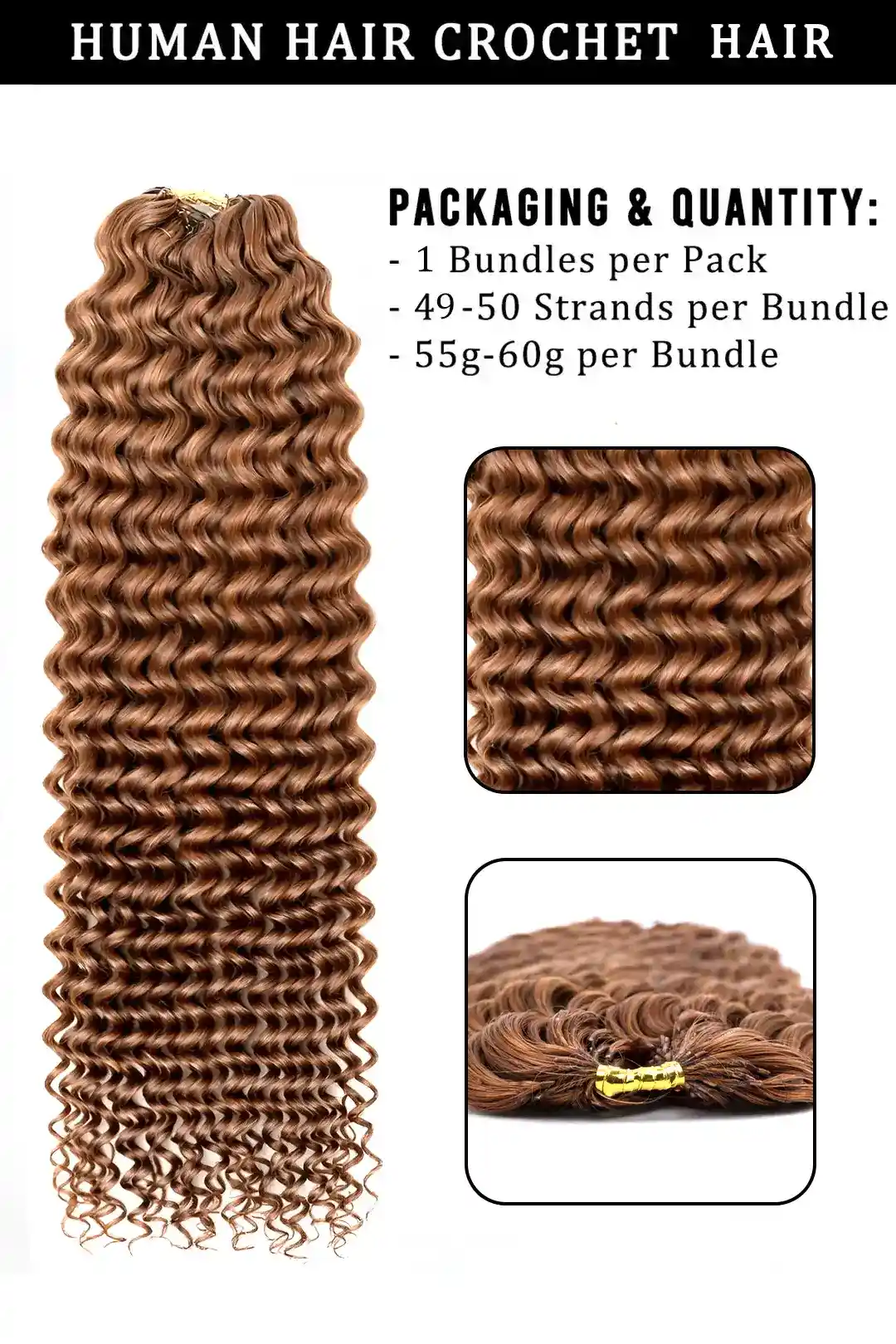 Auburn Brown #30 Water Wave Feather Crochet Miracle Knots Hair - Image 4