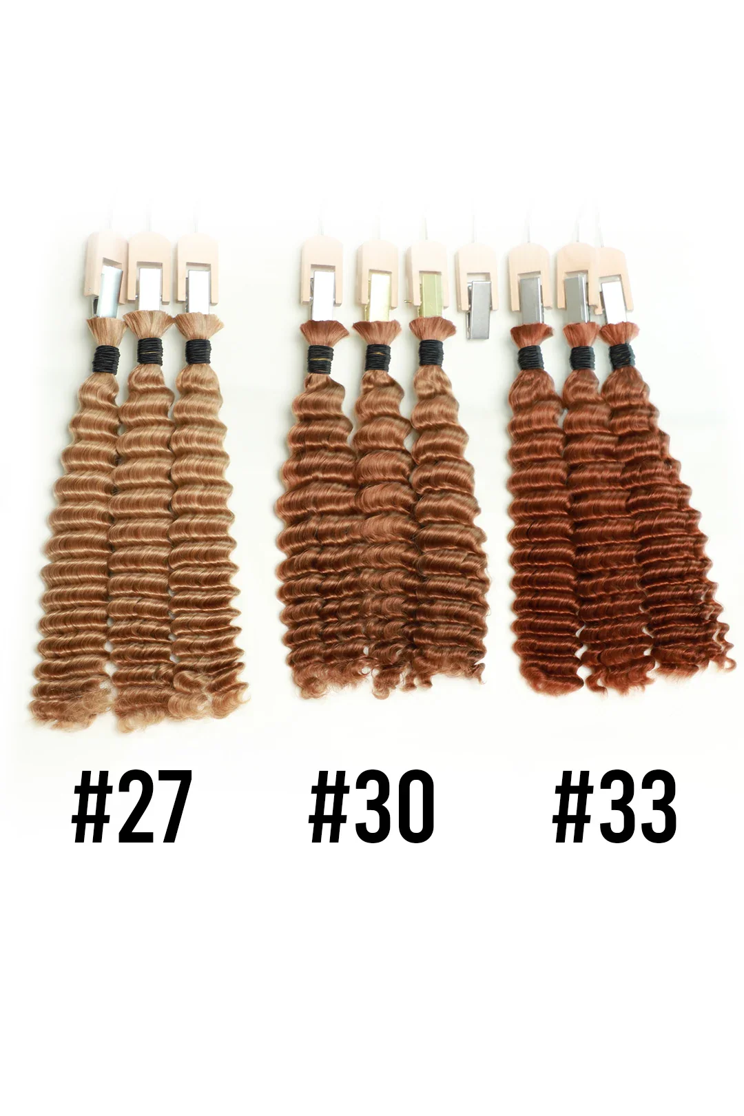 30# Auburn Brown Bulk Hair For Braiding Deep Wave BU07 - Image 7