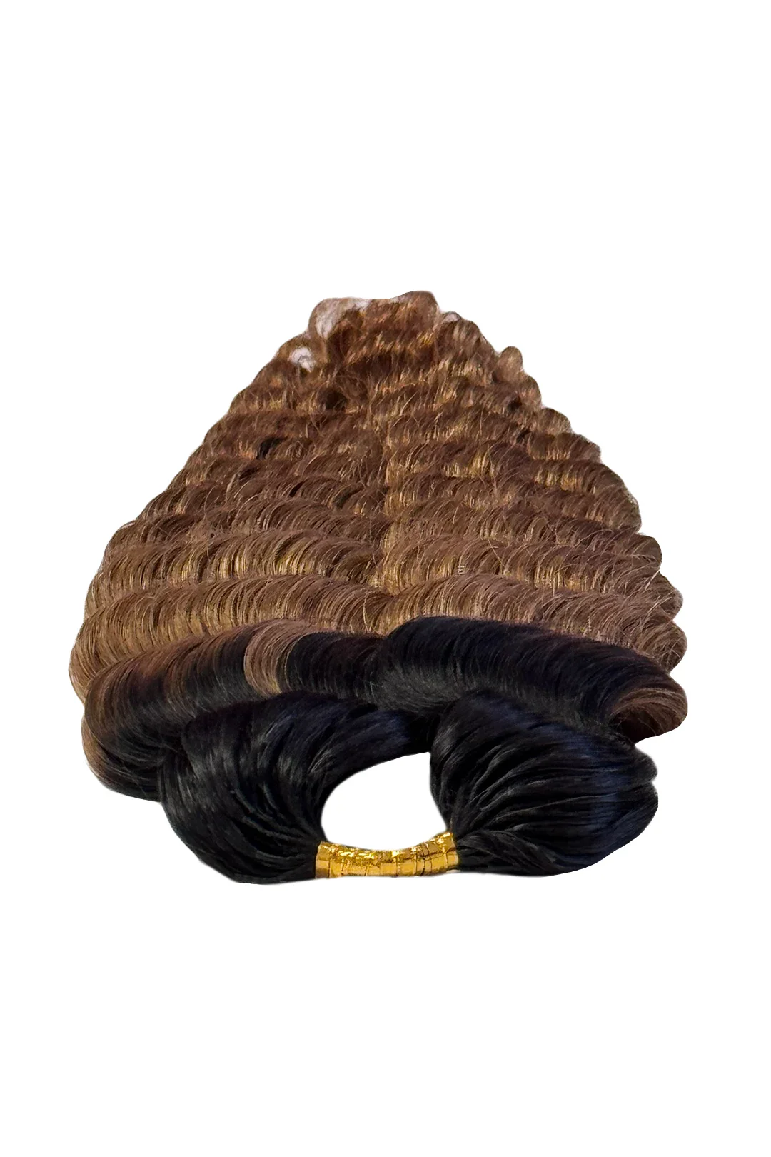 Auburn Brown Ombre Deep Wave Feather Crochet Hair - T1B/30 Human Hair - Image 2