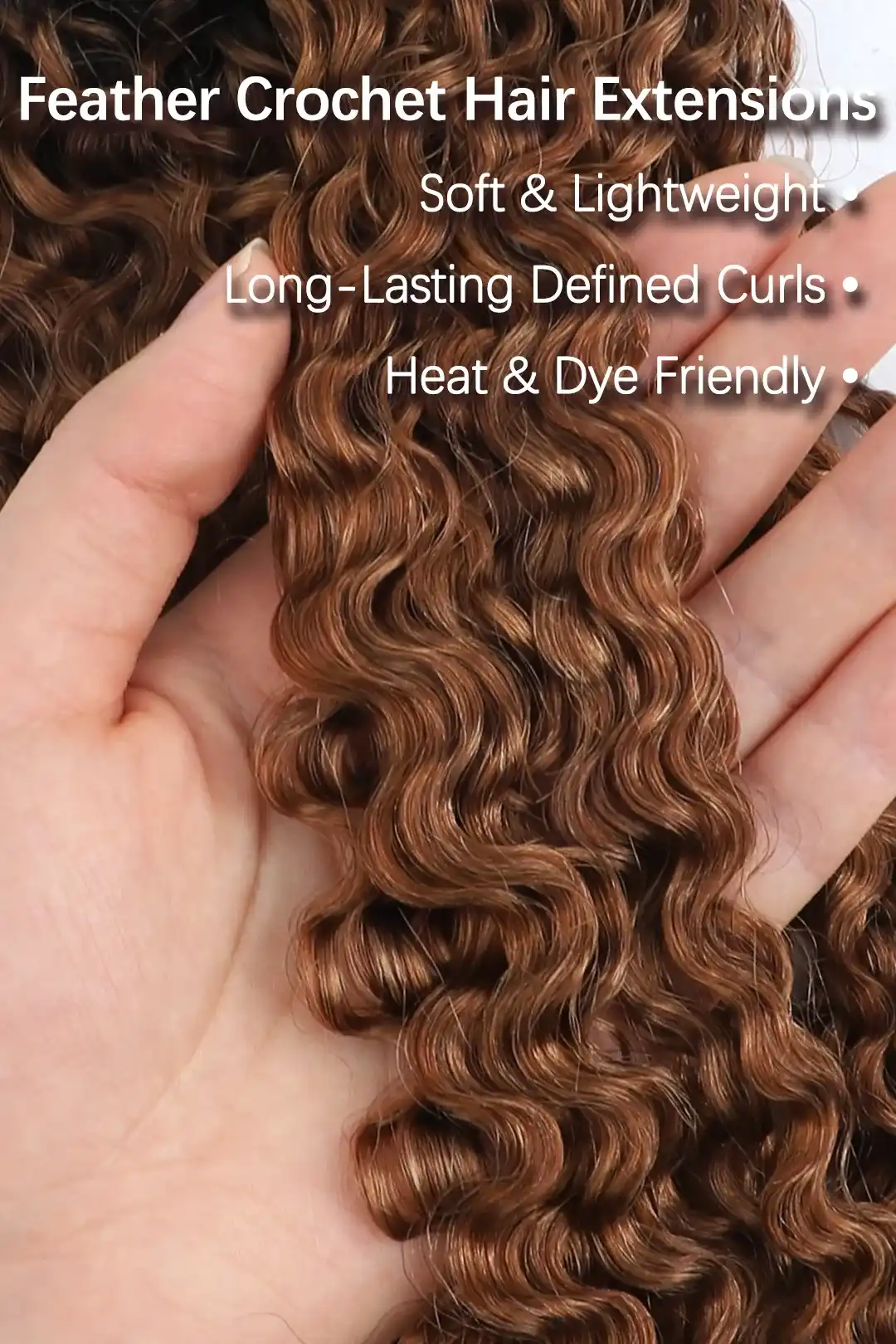 Auburn Brown Ombre Water Deep Wave Feather Crochet Hair - T1B/30 Human Hair - Image 3