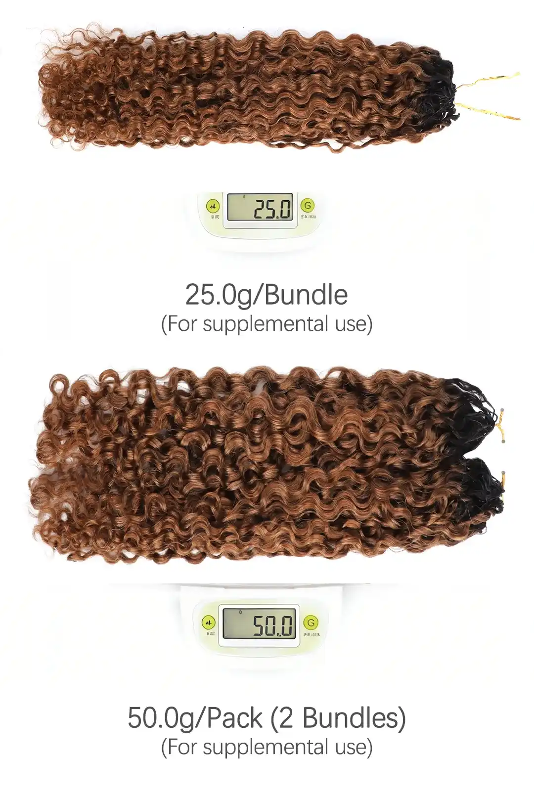 Auburn Brown Ombre Water Deep Wave Feather Crochet Hair - T1B/30 Human Hair - Image 5