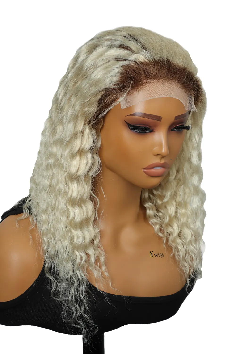 Shoulder Length Natural Wave Wigs 613 Blonde With Brown Roots