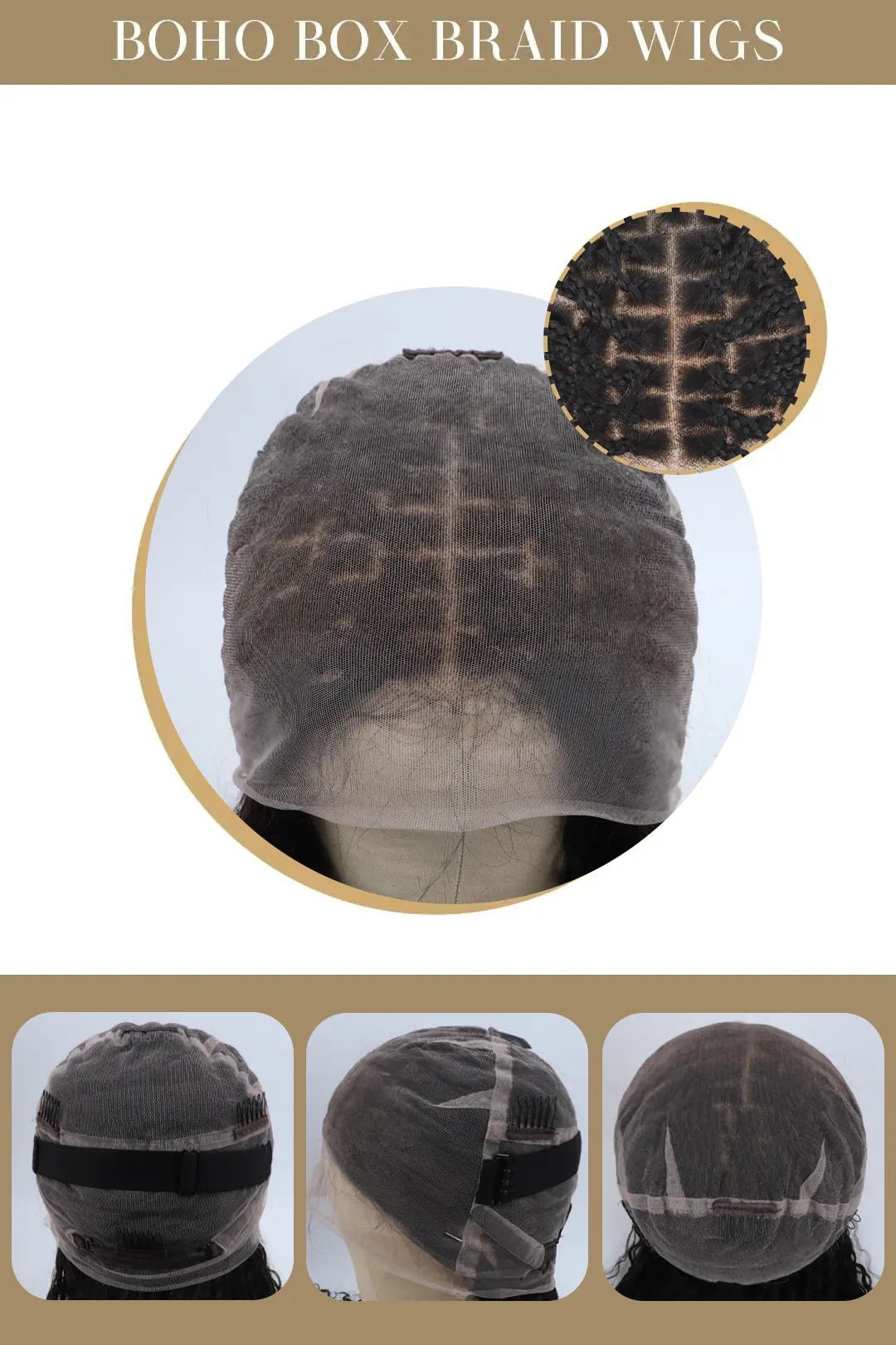 Boho Box Braid Wigs 100% Human Hair Full Transparent HD Lace - Image 5