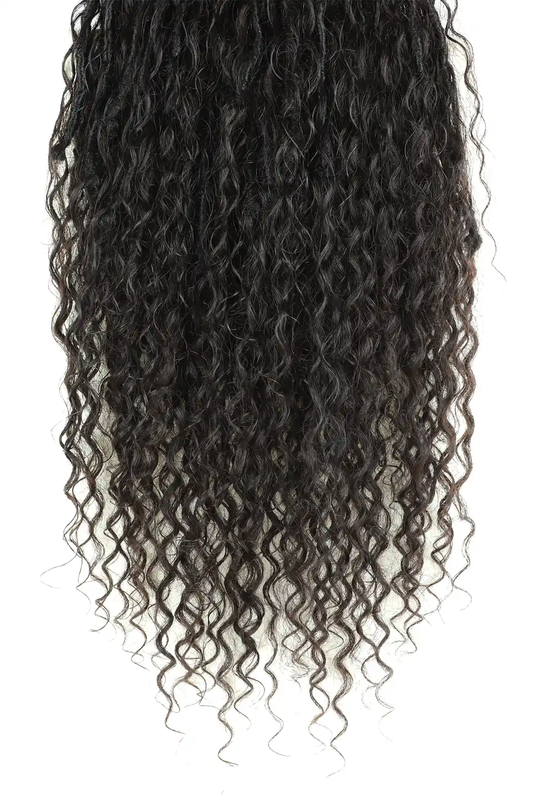 Braid Ponytail Faux Locs Braids with Human Hair Curls Drawstring - Image 2