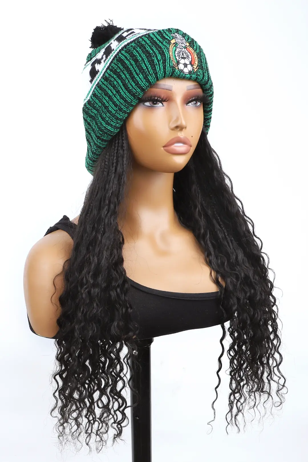 Braided Headband Boho Style with Human Hair Curls BH01 - Image 2
