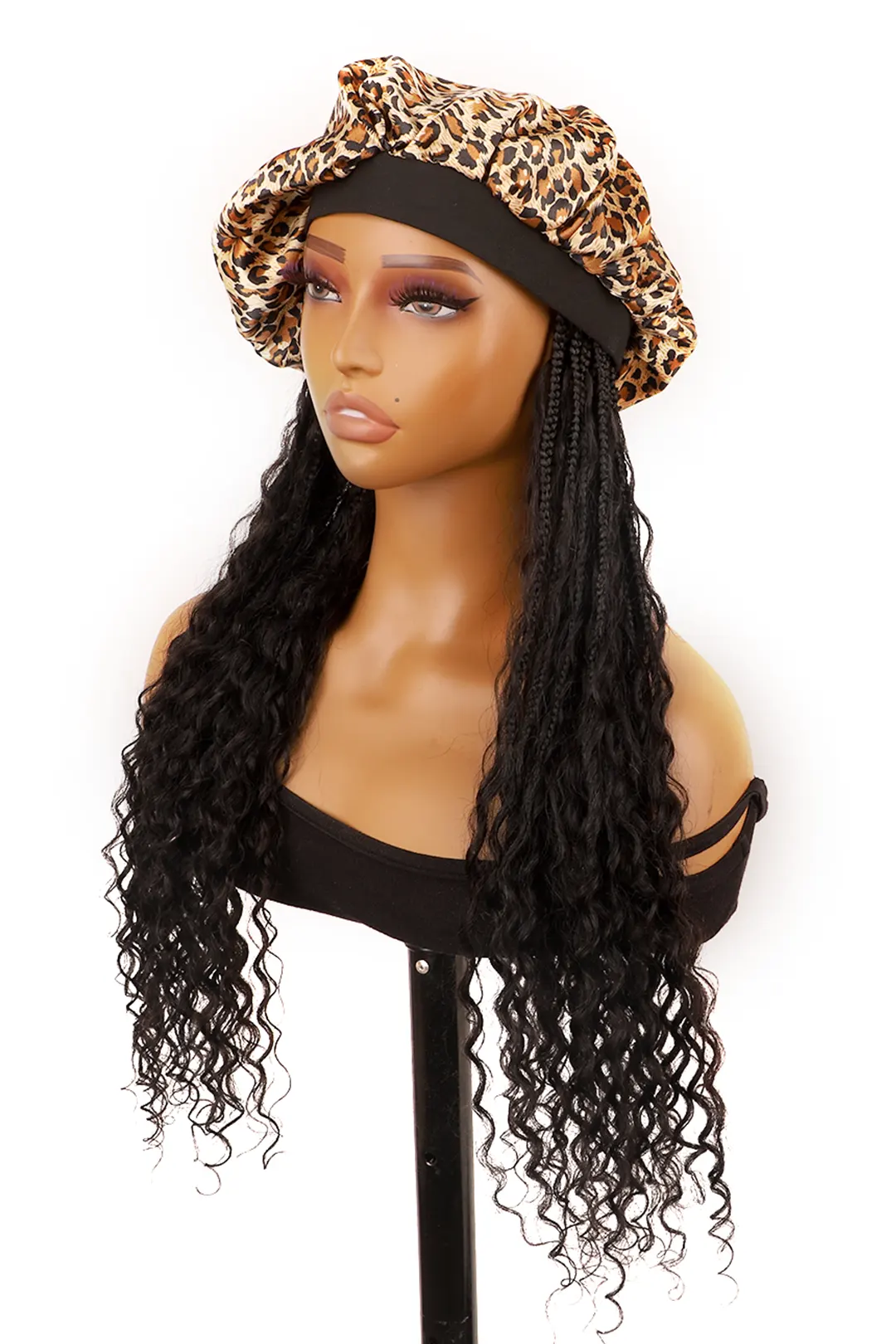 Braided Headband Boho Style with Human Hair Curls BH01 - Image 6