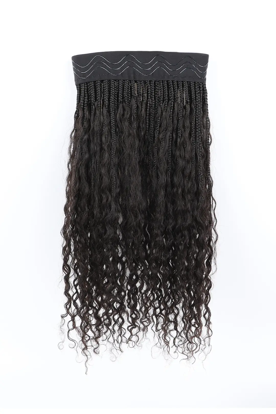 Braided Headband Boho Style with Human Hair Curls BH01 - Image 8