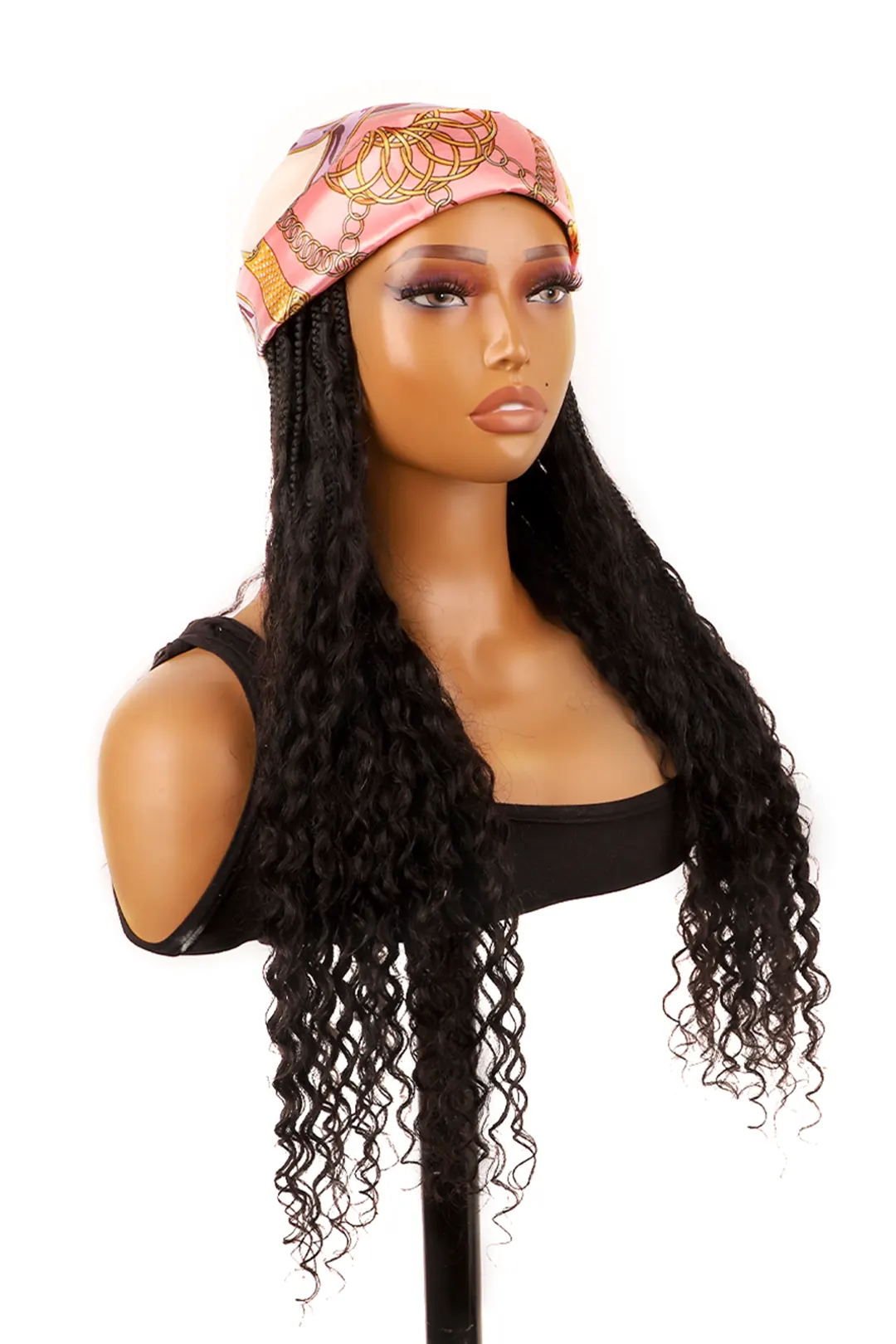 Braided Headband Boho Style with Human Hair Curls BH01 - Image 9