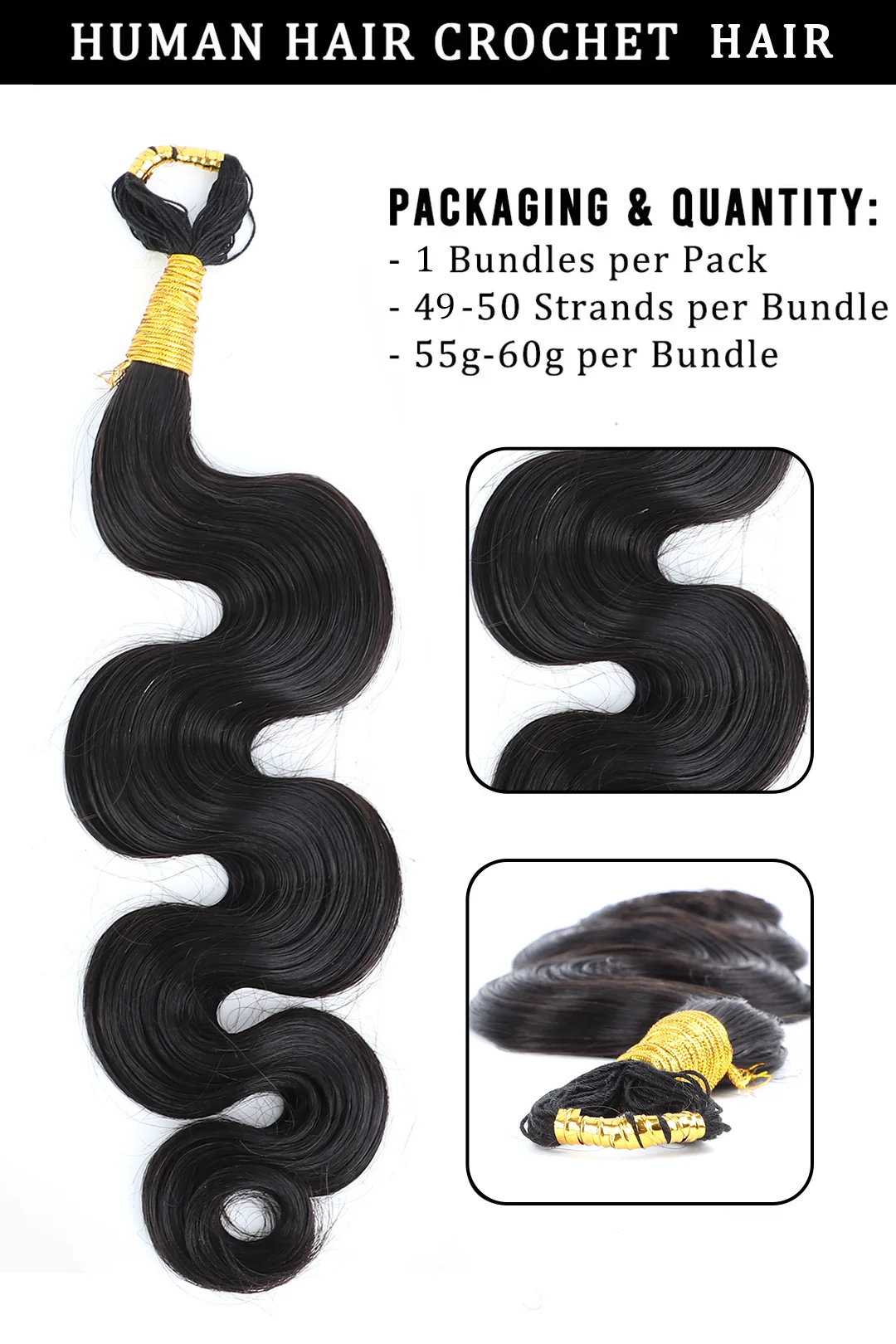 Double Drawn Braiding Feather Crochet Hair – Body Wave Long Cord for Miracle Knots - Image 5