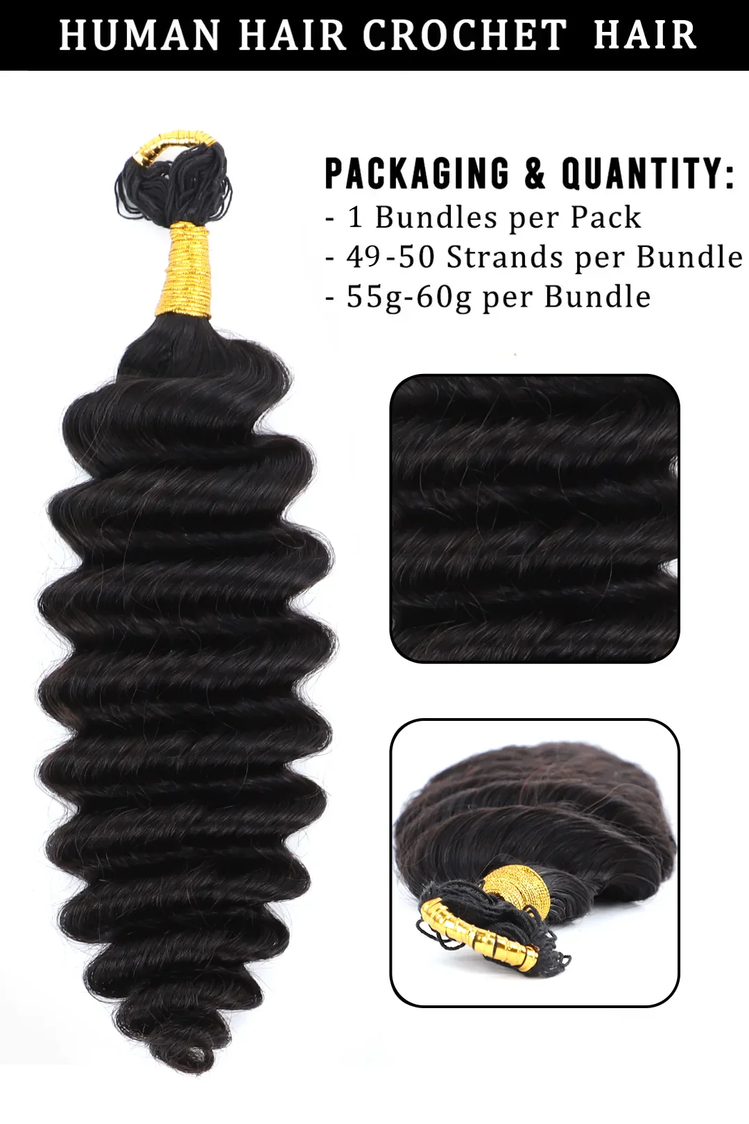 Double Drawn Braiding Feather Crochet Hair – Deep Wave Long Cord for Miracle Knots - Image 5