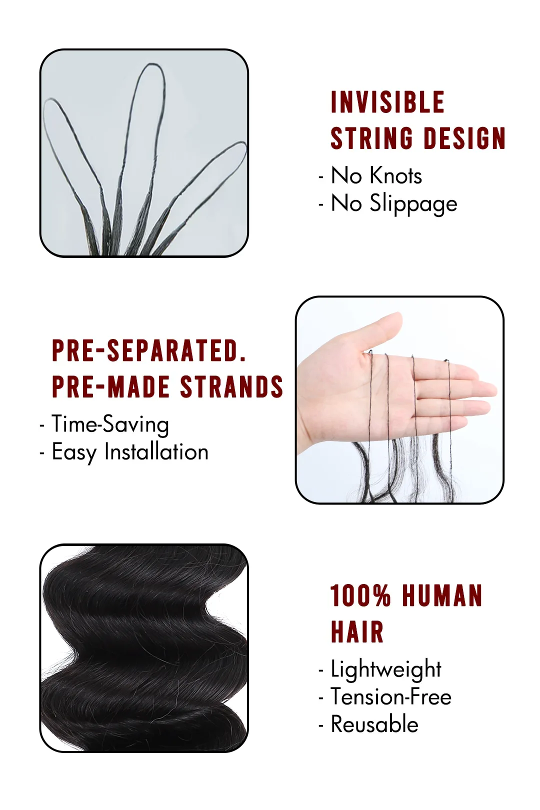 Double Drawn Braiding Feather Crochet Hair – Loose Wave Long Cord for Miracle Knots - Image 7